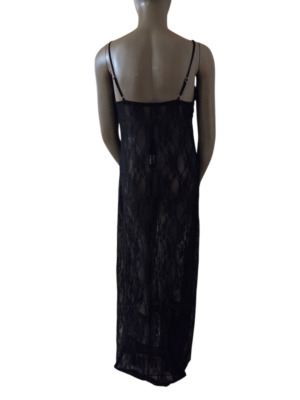 F NOVA V-Neck Ruffled Cut-Out Lace Swimwear Cover-Up Maxi Dress 2XL Black NWT - Picture 7 of 12
